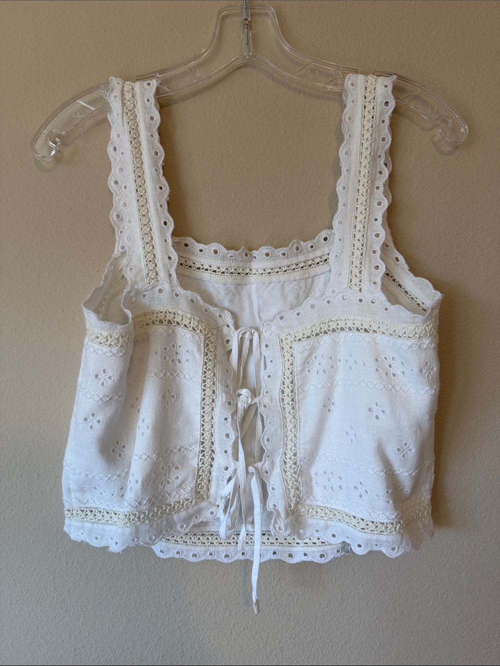 Abercrombie & Fitch White Eyelet Crochet-Trim Tank - Picture 4 of 5